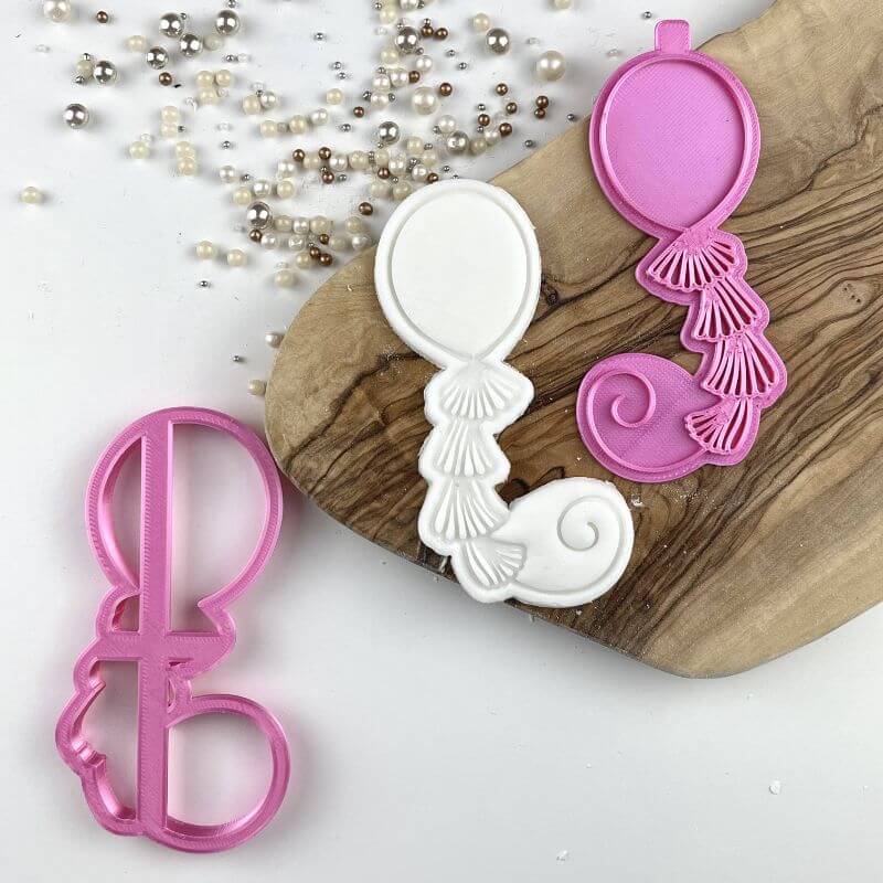 "BIRTHDAY BALLOONS WITH TASSELS" Lissie Lou Cutter & Stamp