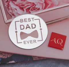Round "BEST DAD EVER" Bow Tie Acrylic Topper