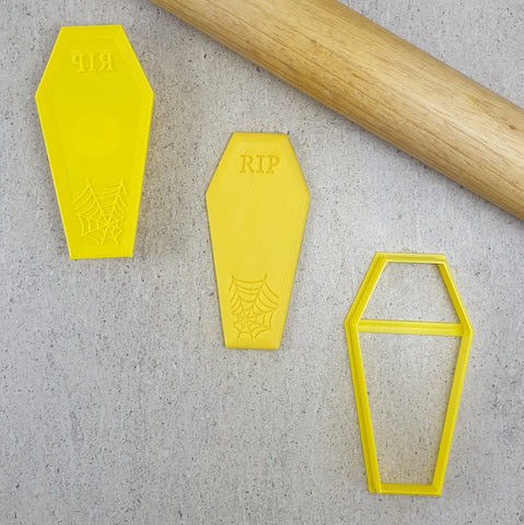 "RIP COFFIN 065 CUTTER AND EMBOSSER" Custom Cookie Cutters