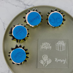 "HAPPY BIRTHDAY MINI DEBOSSER 2001" Custom Cookie Cutter