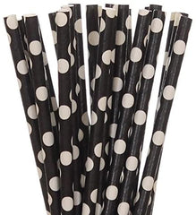 BLACK & WHITE POLKA DOT LARGE Paper Straws