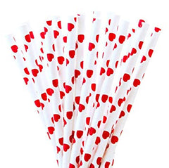 RED HEARTS Paper Straws