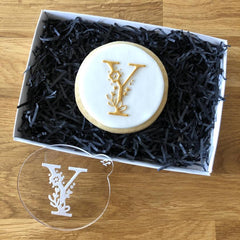"WEDDING FLORAL INITIAL LETTER A-Z" Cookie Embosser Lissie Lou