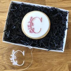 "WEDDING FLORAL INITIAL LETTER A-Z" Cookie Embosser Lissie Lou