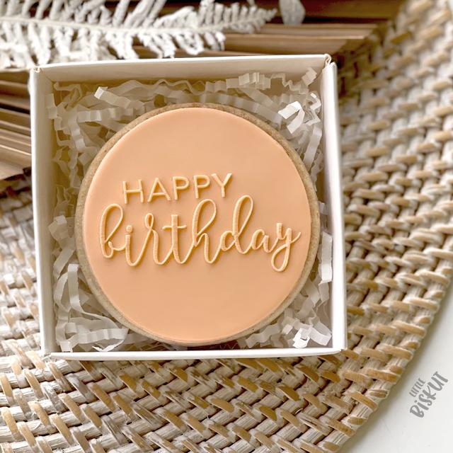"HAPPY BIRTHDAY CURSIVE 102" Little Biskut Debosser