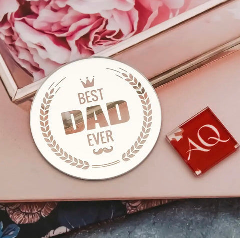 Round "BEST DAD EVER" Crown  Acrylic Topper