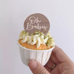 Round "OH BABY" Acrylic Topper