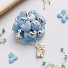 Teddy Bear Heart Balloon Bunch