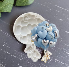 Teddy Bear Heart Balloon Bunch