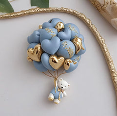 Teddy Bear Heart Balloon Bunch