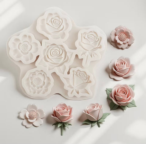 6 Vintage Open Roses