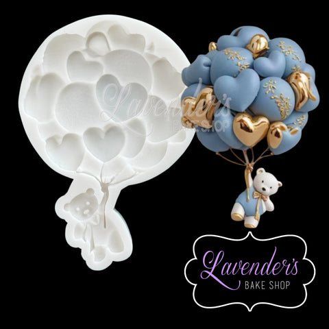 Teddy Bear Heart Balloon Bunch