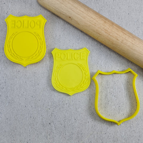 "POLICE BADGE CUTTER AND EMBOSSER 052" Custom Cookie Cutters
