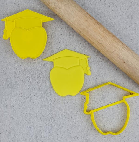 "GRADUATION APPLE CUTTER AND EMBOSSER 113 " Custom Cookie Cutters