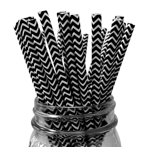 BLACK Chevron Paper Straws