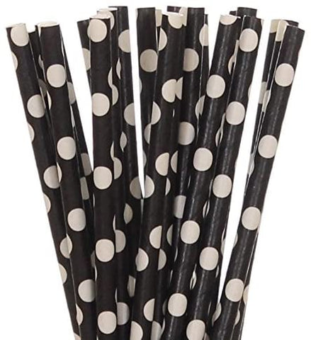 BLACK & WHITE POLKA DOT LARGE Paper Straws