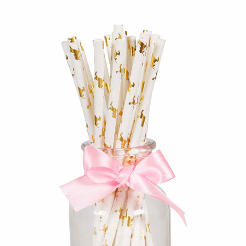 GOLD FOIL UNICORN Paper Straws