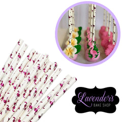 METALLIC Flamingo Paper Straws