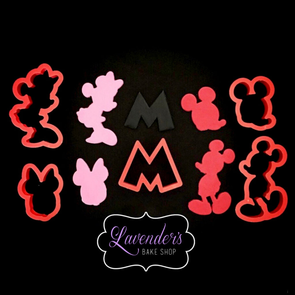 5pc Mickey And Minnie Mouse Inspired Cookie Cutters