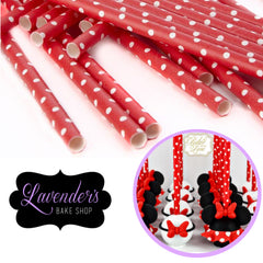 RED & WHITE Polka Dots Paper Straws