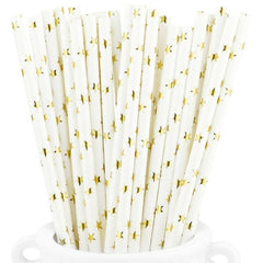 METALLIC Gold STARS Paper Straws