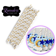 METALLIC Gold STARS Paper Straws