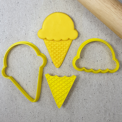 "ICE CREAM CONE CUTTER AND EMBOSSER 005" Custom Cookie Cutters