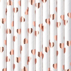 ROSE GOLD HEARTS Paper Straws