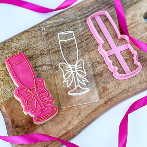 "CHAMPAGNE GLASS WITH BOW" Lissie Lou Cutter & Embosser