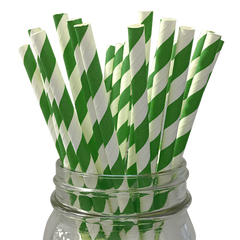 GREEN & White Stripe Paper Straws