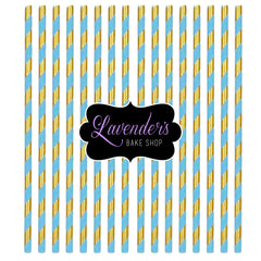 METALLIC Gold & Blue Paper Straws