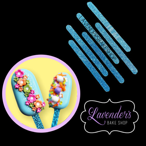 BLUE Glitter Cakesicle Sticks