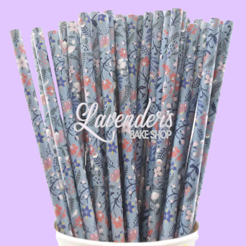 BOHO BLUE VINE Paper Straws