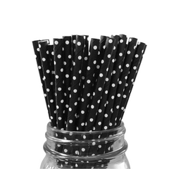 BLACK & White Polka Dots Paper Straws