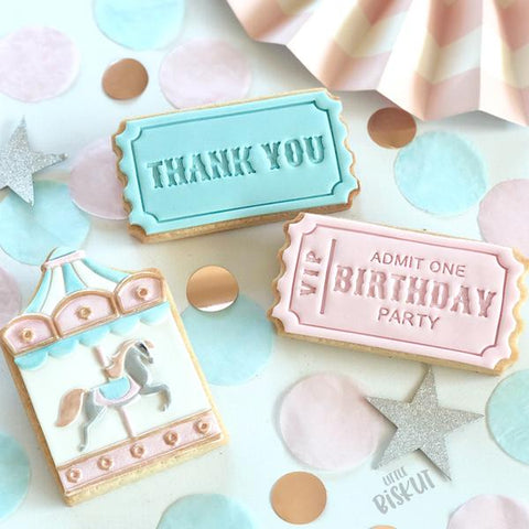 "TICKET" Little Biskut Embosser And Cutter