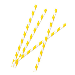 YELLOW & White Stripe Paper Straws
