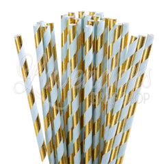 METALLIC Gold & Blue Paper Straws