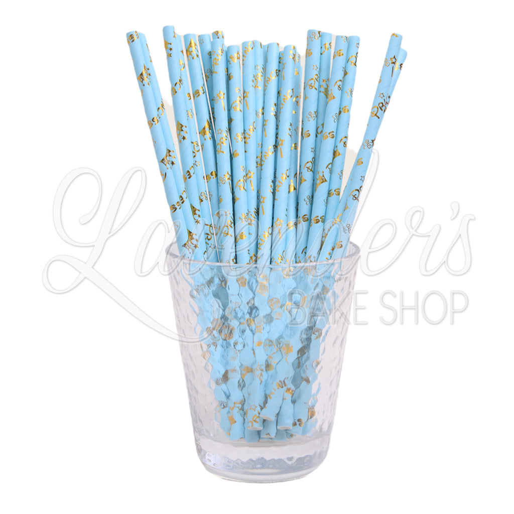 METALLIC BABY BLUE D PRINCESS Paper Straws