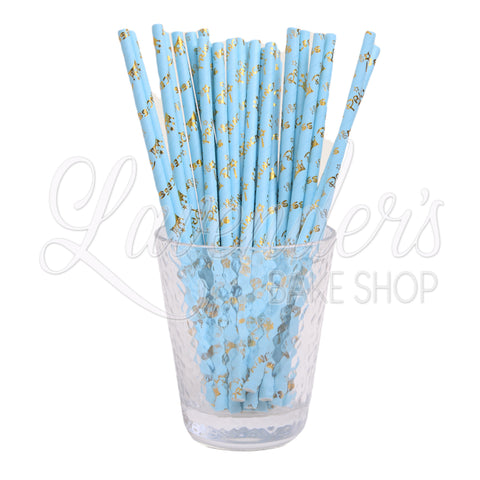 METALLIC BABY BLUE D PRINCESS Paper Straws