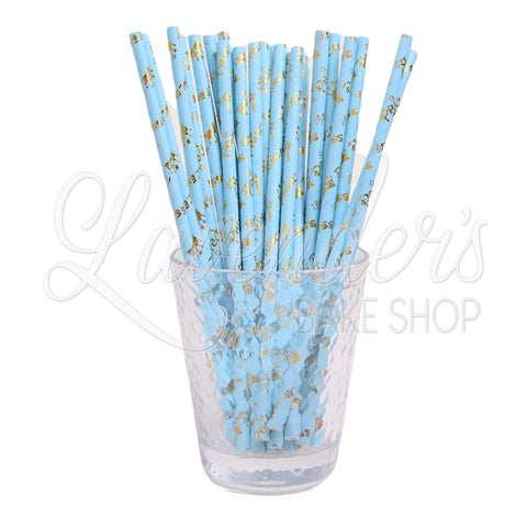 METALLIC BABY BLUE D PRINCESS Paper Straws