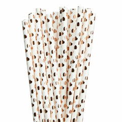 ROSE GOLD HEARTS Paper Straws