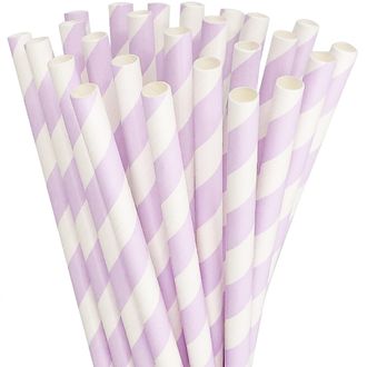 LAVENDER STRIPES Paper Straws