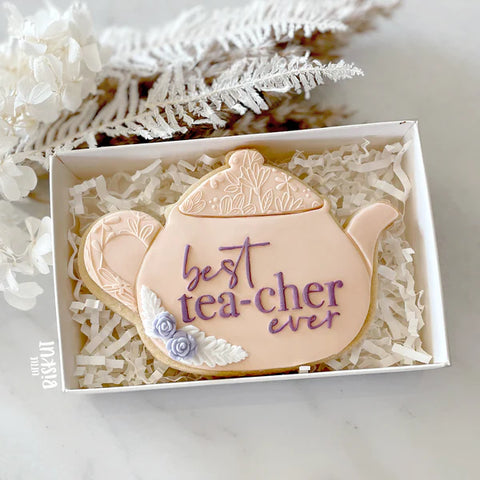 "BEST TEA-CHER EVER 212" Little Biskut Debosser