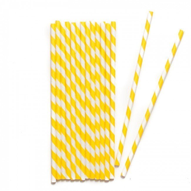 YELLOW & White Stripe Paper Straws